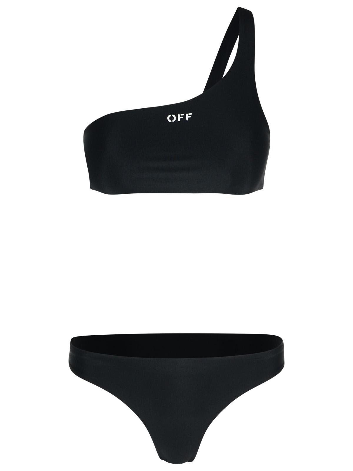 Off-White One-shoulder Bikini Top In Black Polyamide Blend