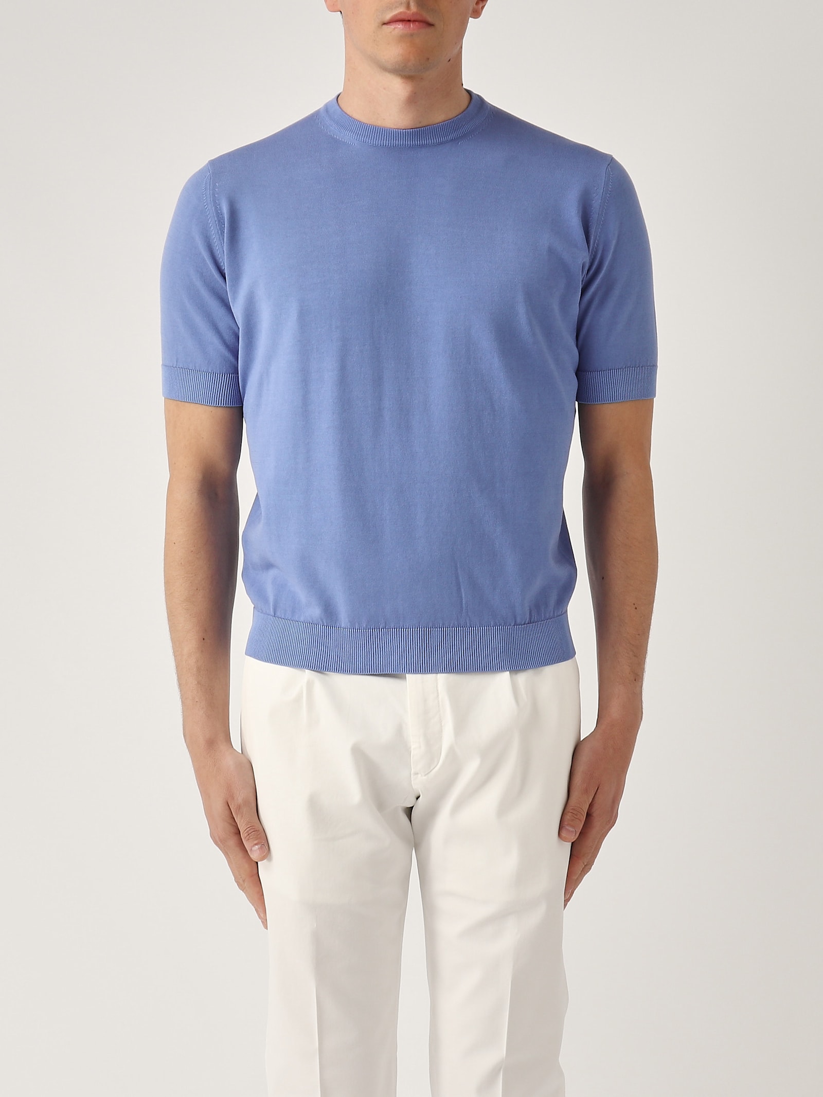 Filippo De Laurentiis Maglia Girocollo M/c In Crepe Cotton Con Balza T-shirt