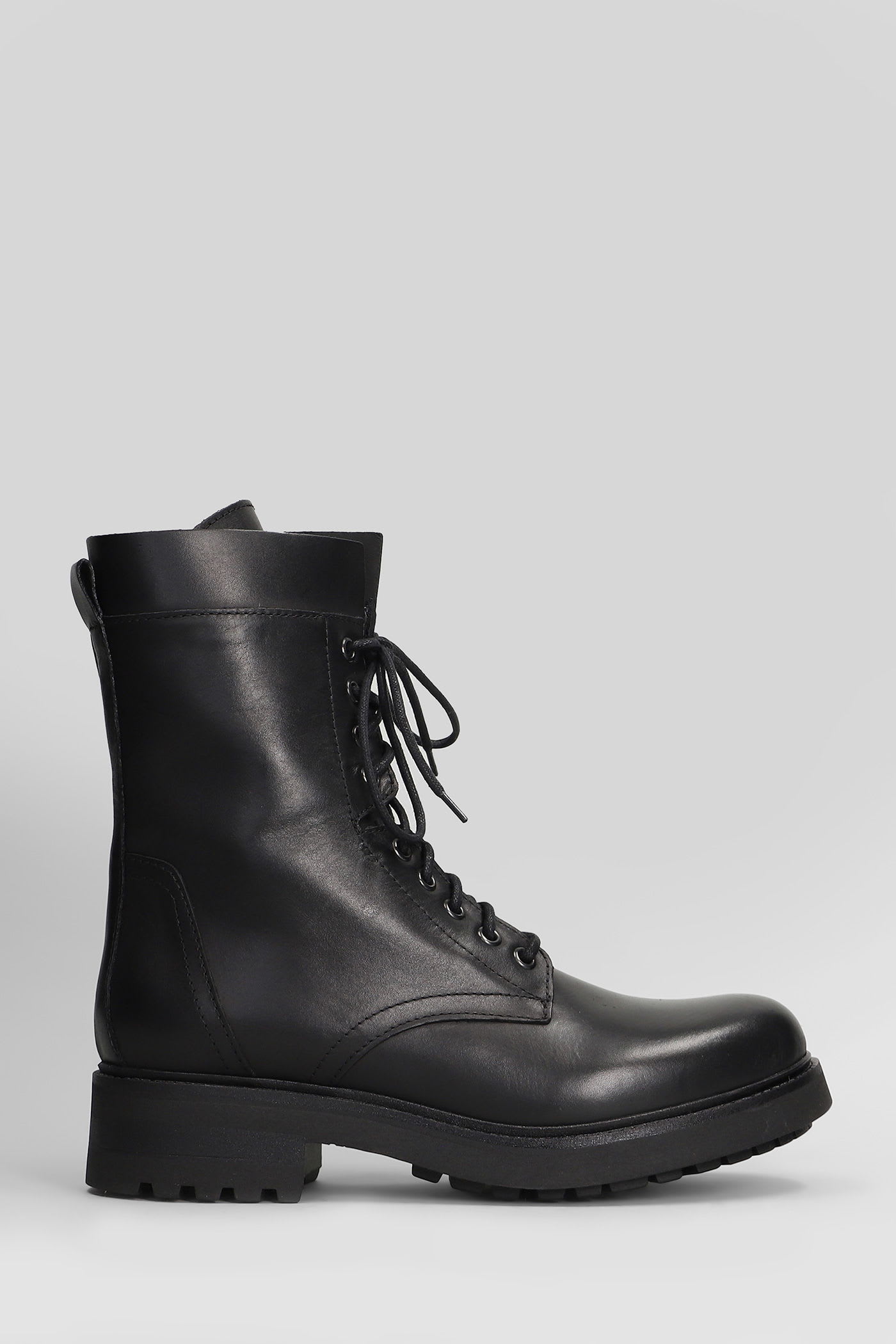 Julie Dee Combat Boots In Black Leather