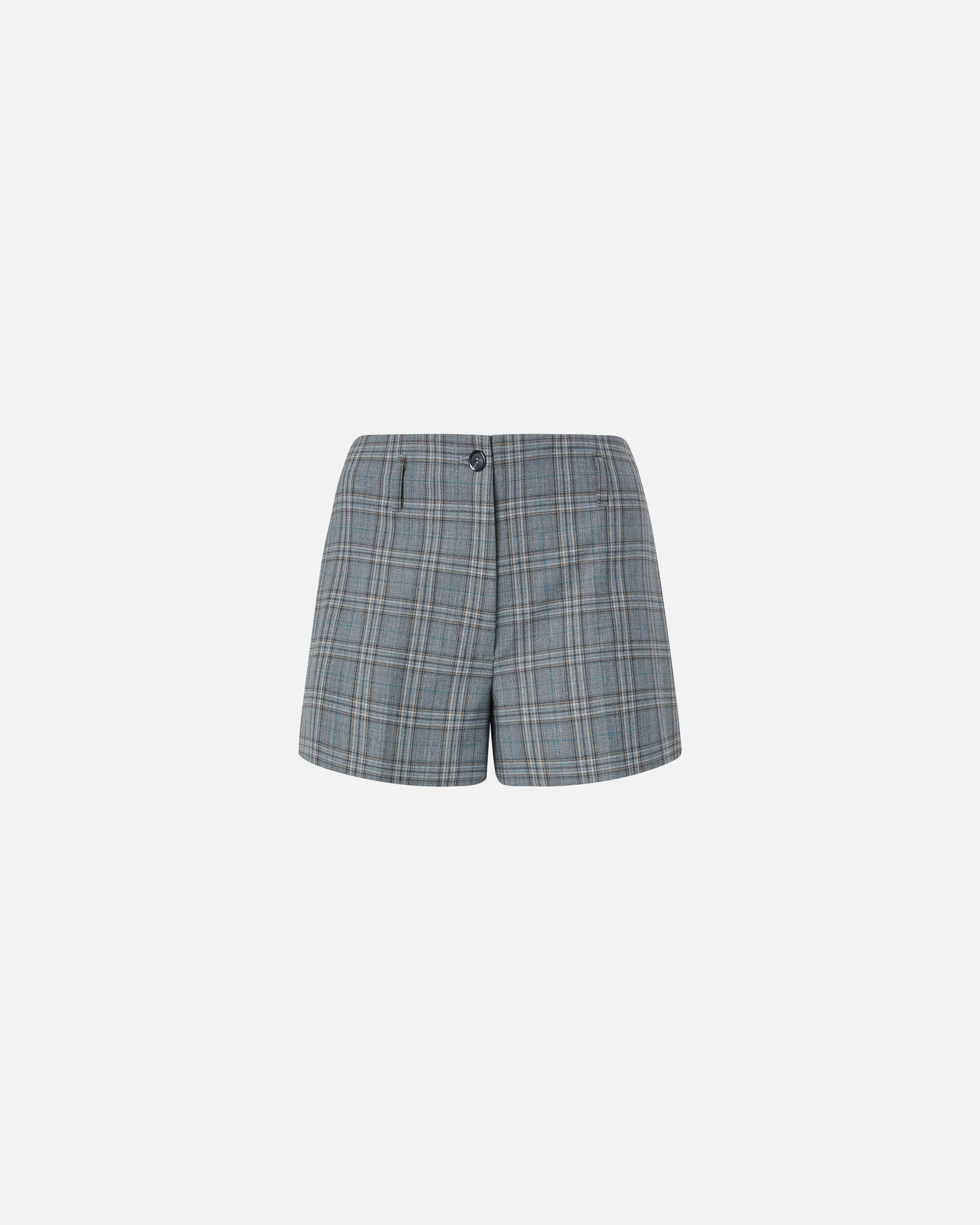 Pinko, Short large à carreaux, Gris foncé/gris, 38