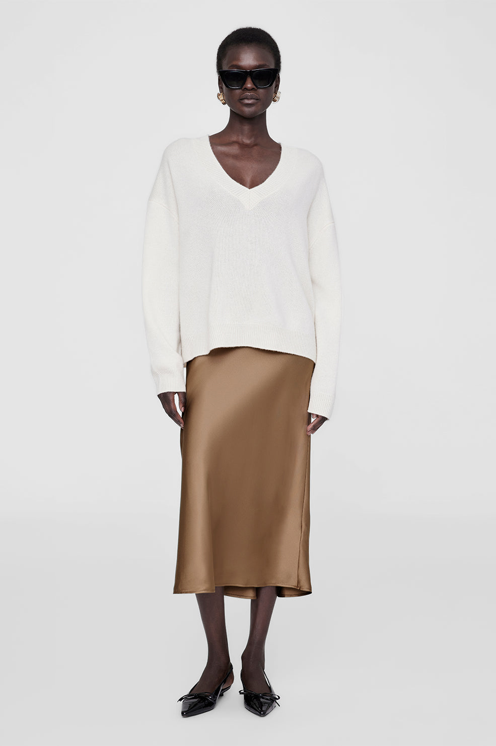 Bar Silk Skirt - Sepia
