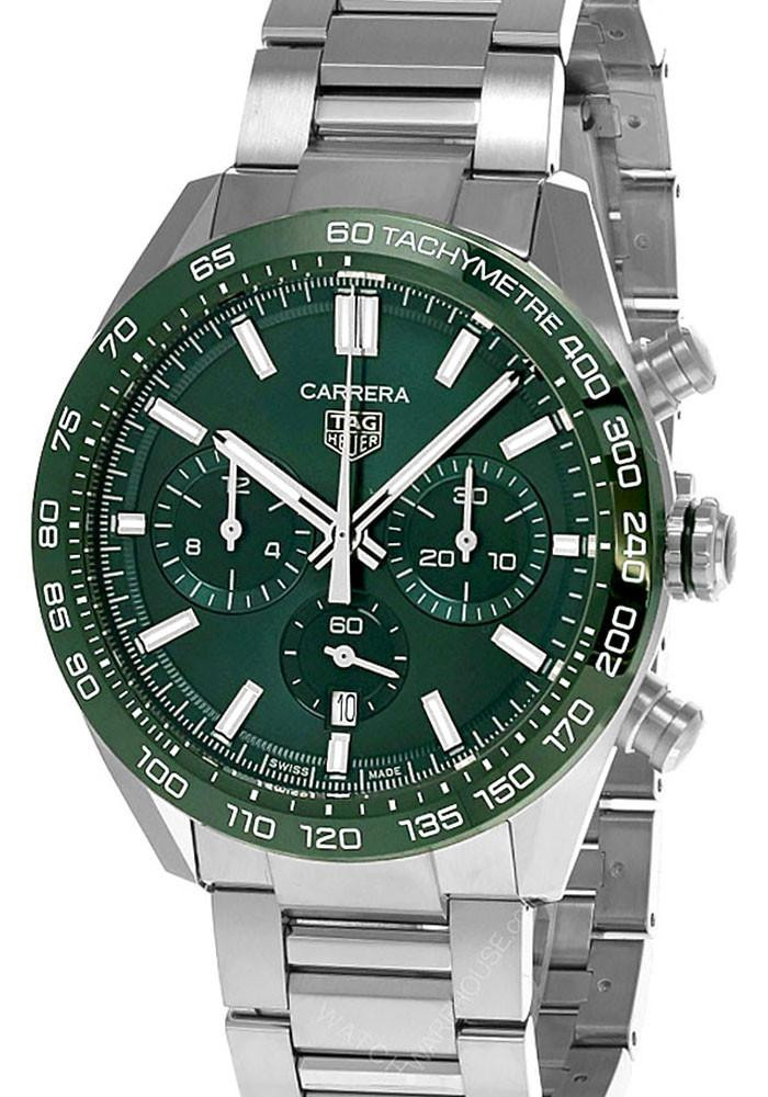 TAG HEUER Carrera CHRONO AUTO 44MM Green Dial Men's Watch CBN2A1N.BA0643