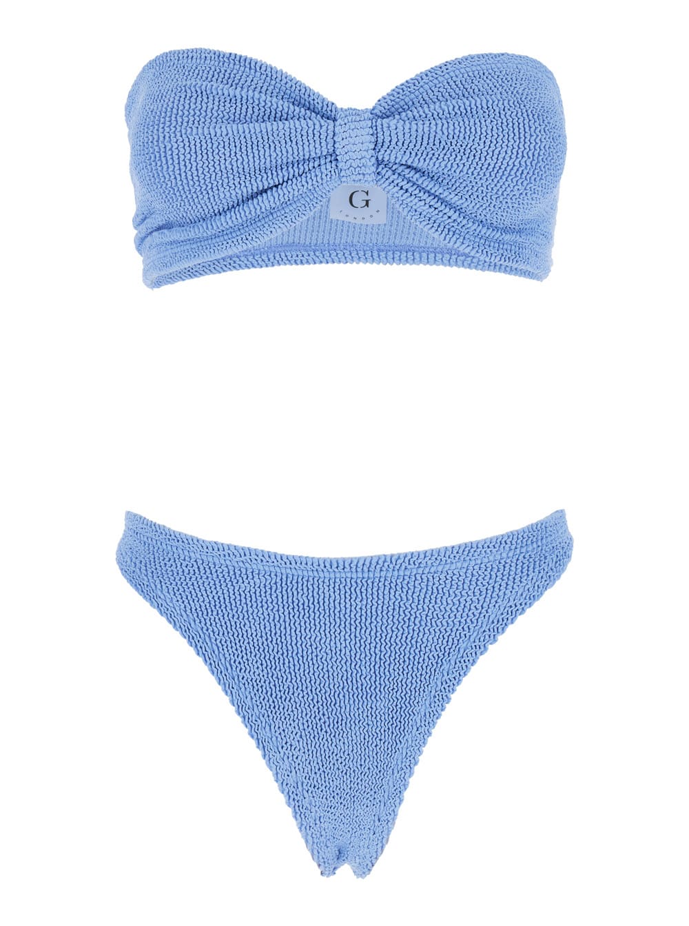 Hunza G tina Blue Sleeveless Bikini With Rear Ruched Details In Tech Fabric Woman