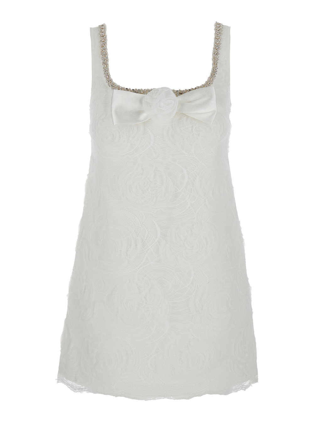 self-portrait White Tulle Lace Mini Dress