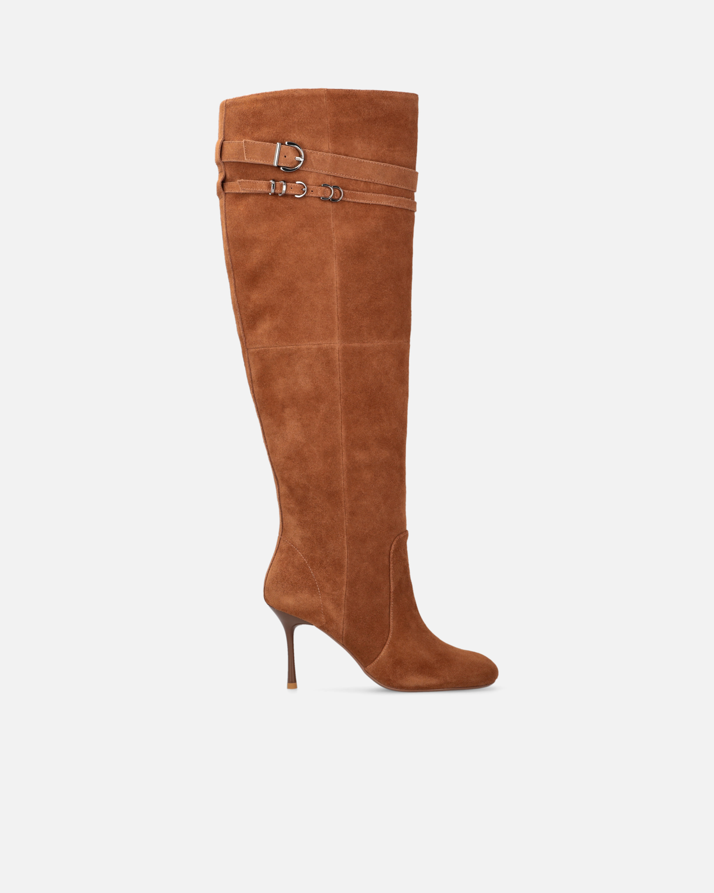 Pinko, Bottes hautes en daim à talon et bride, Or lamé, 40