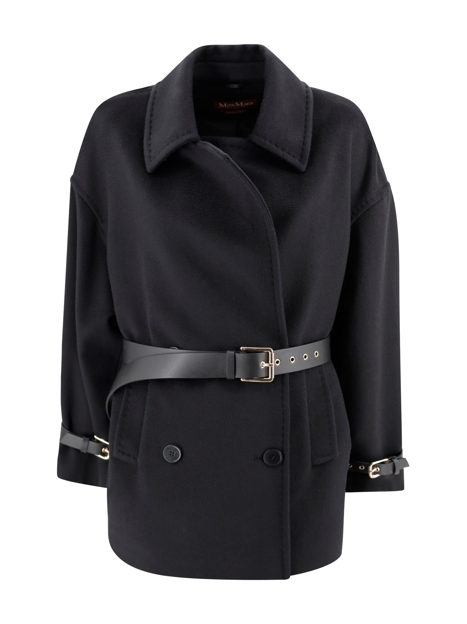 Max Mara Studio Short Wool Coat With Belt