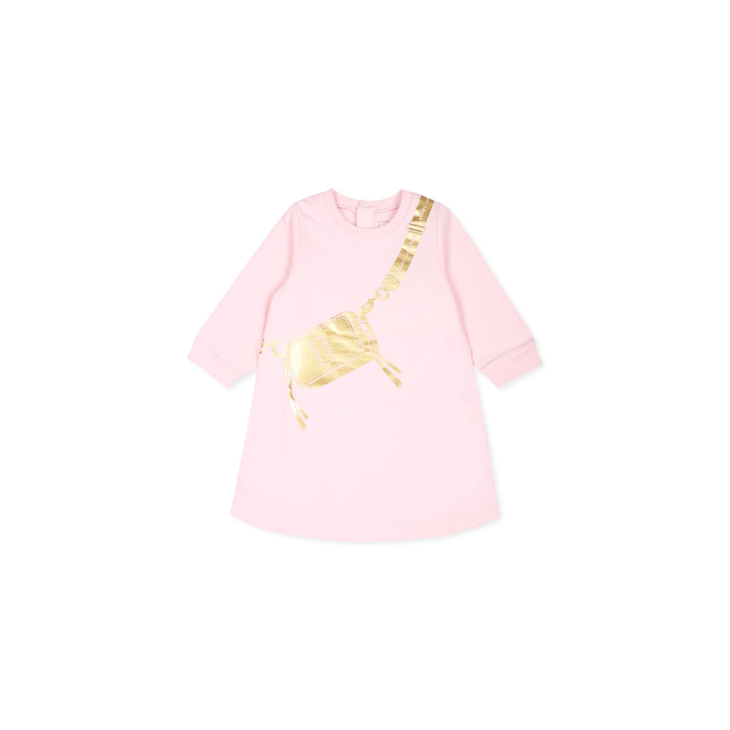 Marc Jacobs Pink Dress For Baby Girl With Bag Print