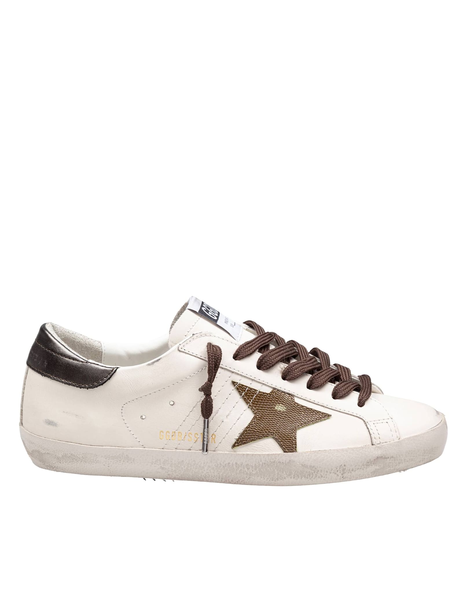Golden Goose Super Star Leather Sneakers White And Green