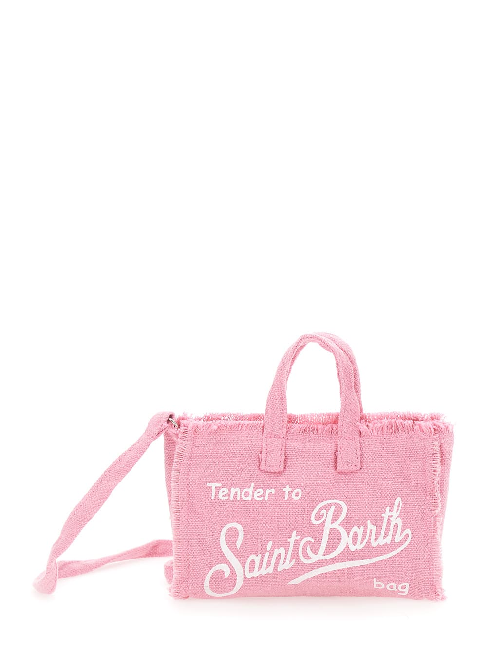 MC2 Saint Barth Pink Handbag With Adjustable And Removable Shoulder Strap And Logo Lettering On The Front In Linen Girl