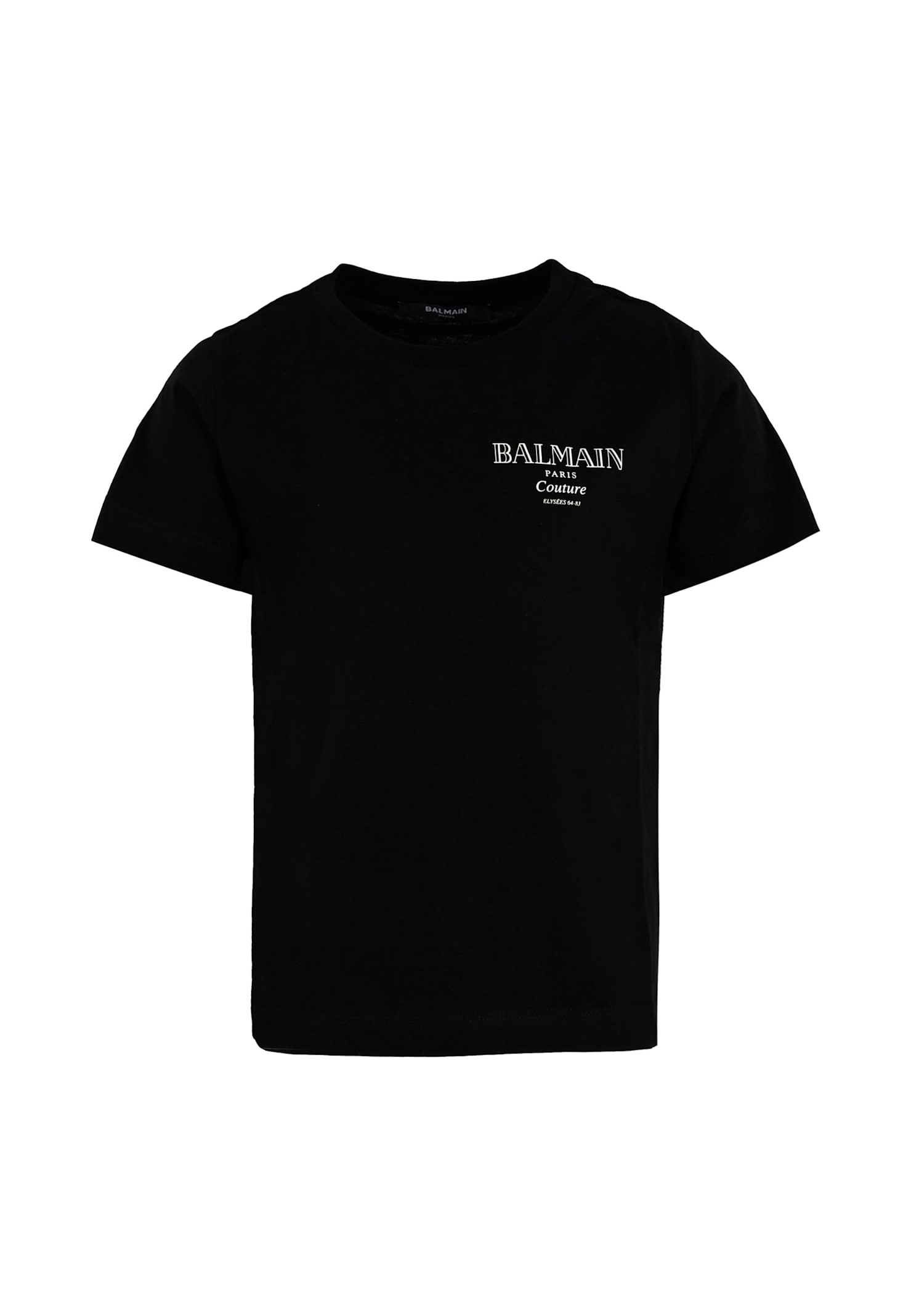 Balmain Black T-shirt For Kids With Logo