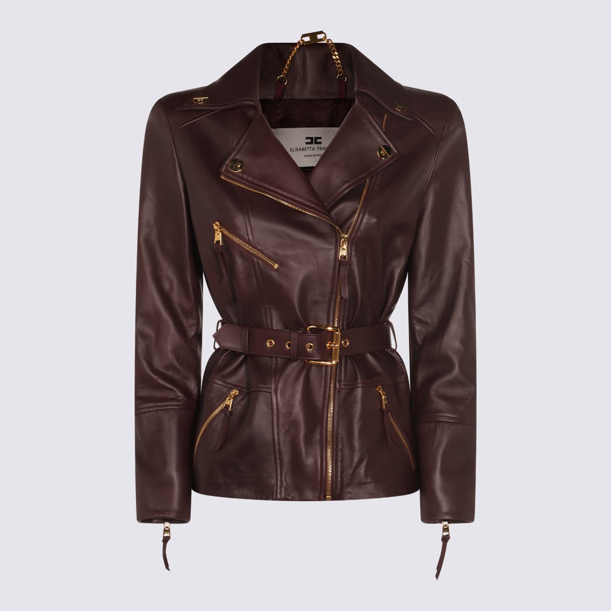 Elisabetta Franchi Brown Leather Jacket
