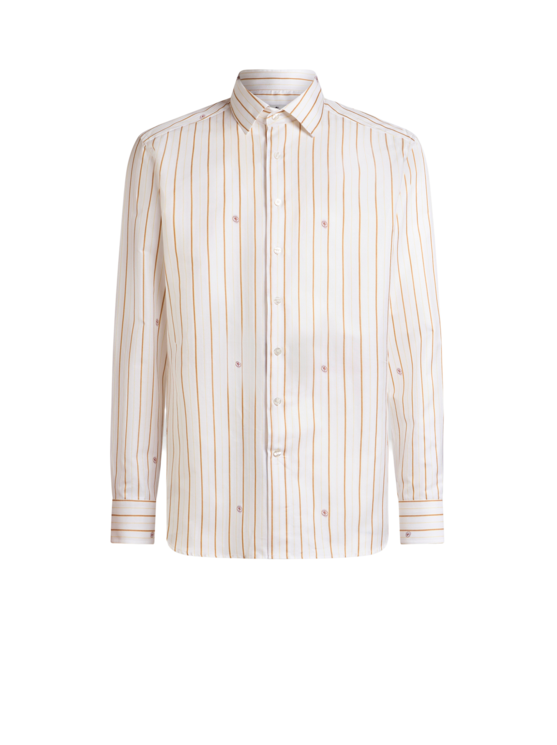 Etro, Chemise En Jacquard De Coton À Rayures, Homme, Taille 38