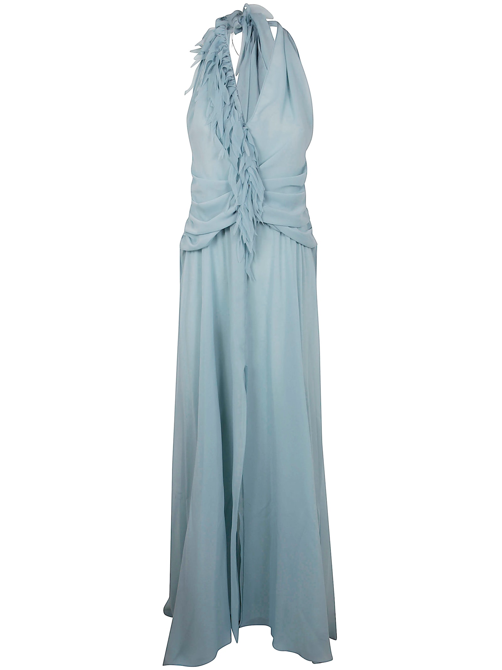 Blumarine Georgette Dress With Fringe