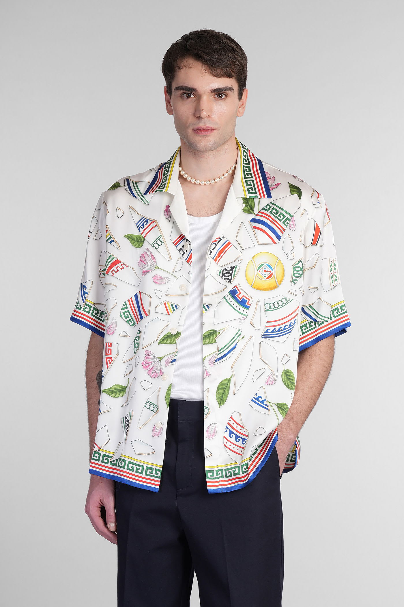 Casablanca Shirt In White Silk