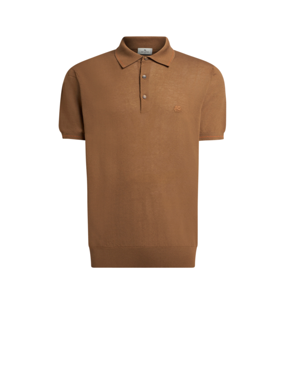 Etro, Polo En Coton Avec Pegaso, Homme, Marron, Taille S