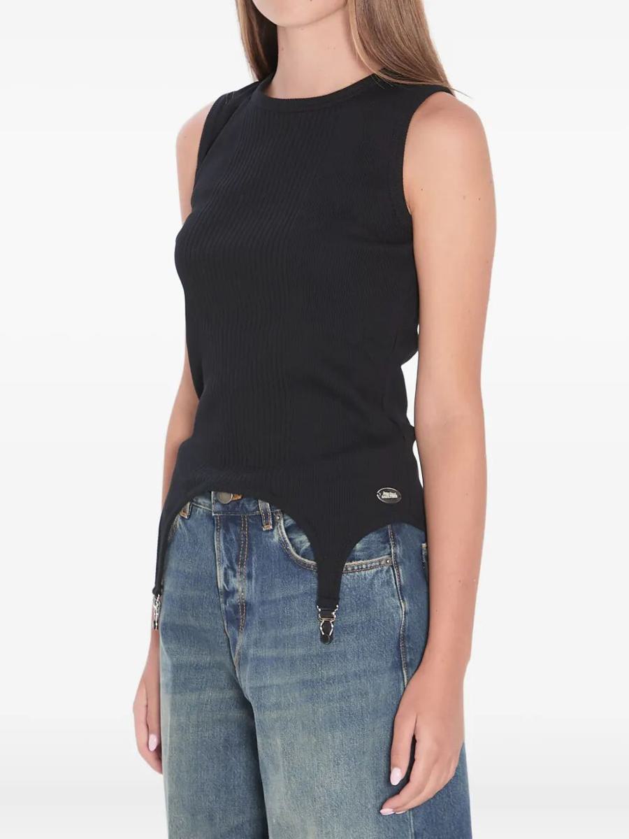Jean Paul Gaultier Cotton Ribbed Tank Top With Lingerie Garter Clothing