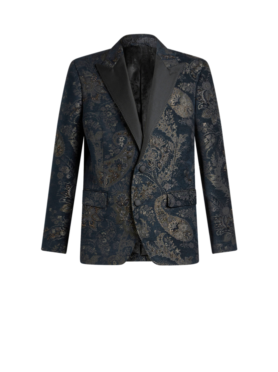 Etro, Blazer Jacquard Avec Broderies, Homme, Noir, Taille 50
