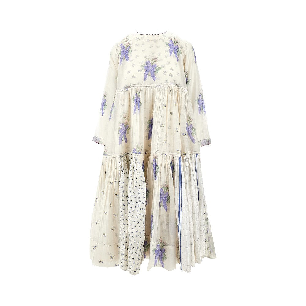 PÉRO Patchwork voile flounced midi dress Woman