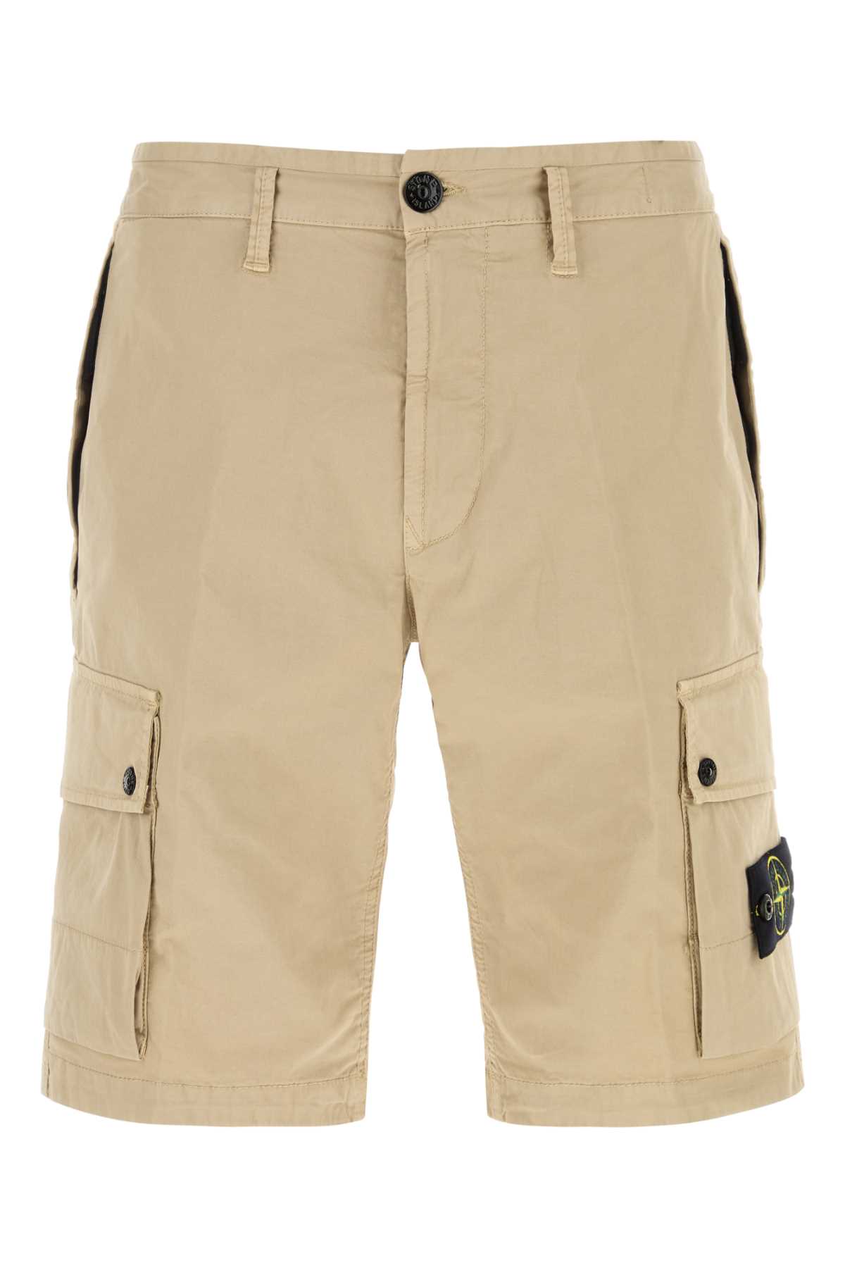 Stone Island Sand Stretch Cotton Bermuda Shorts
