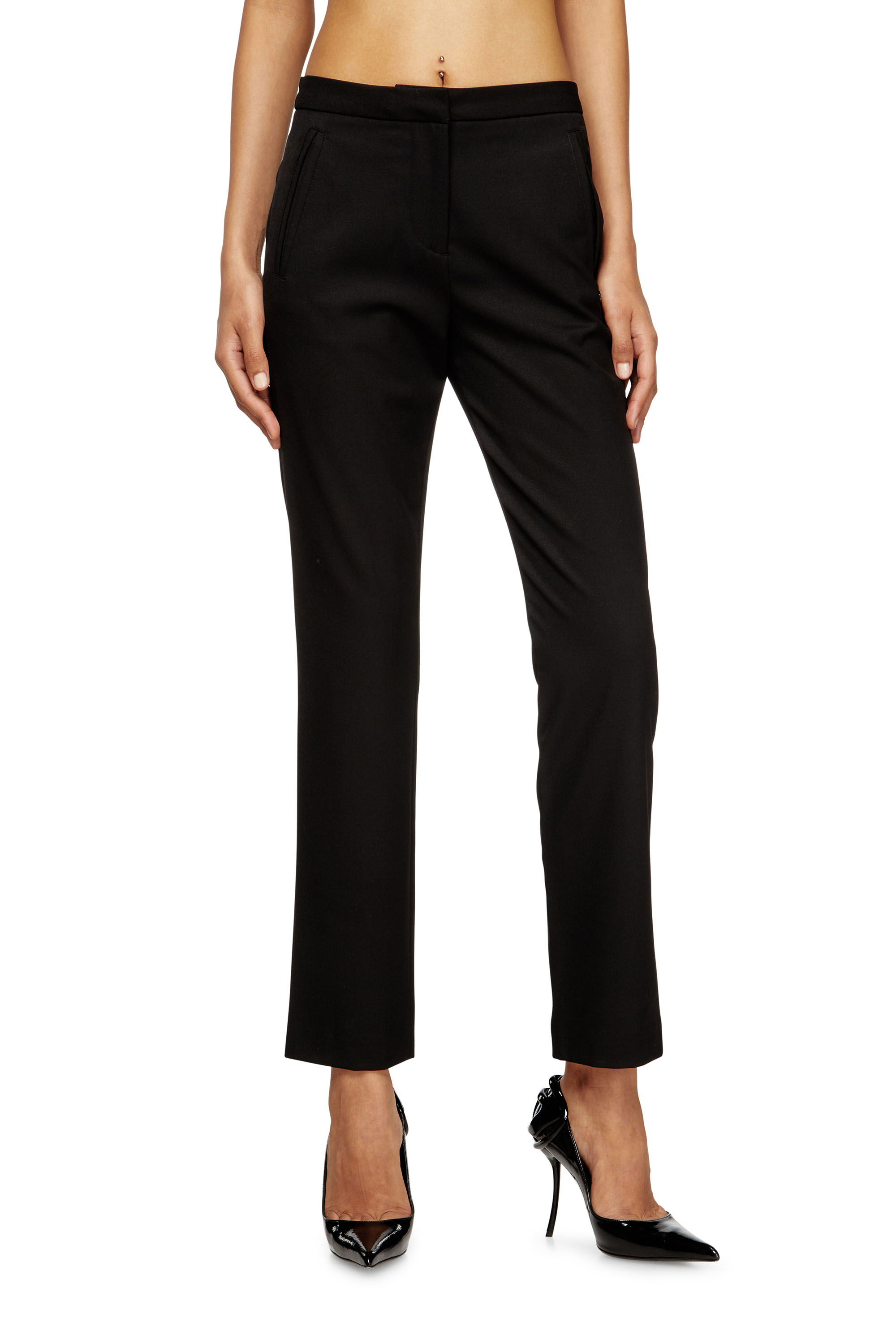 Diesel - Wool blend pants with welt pockets - Pants - Woman - To Be Defined