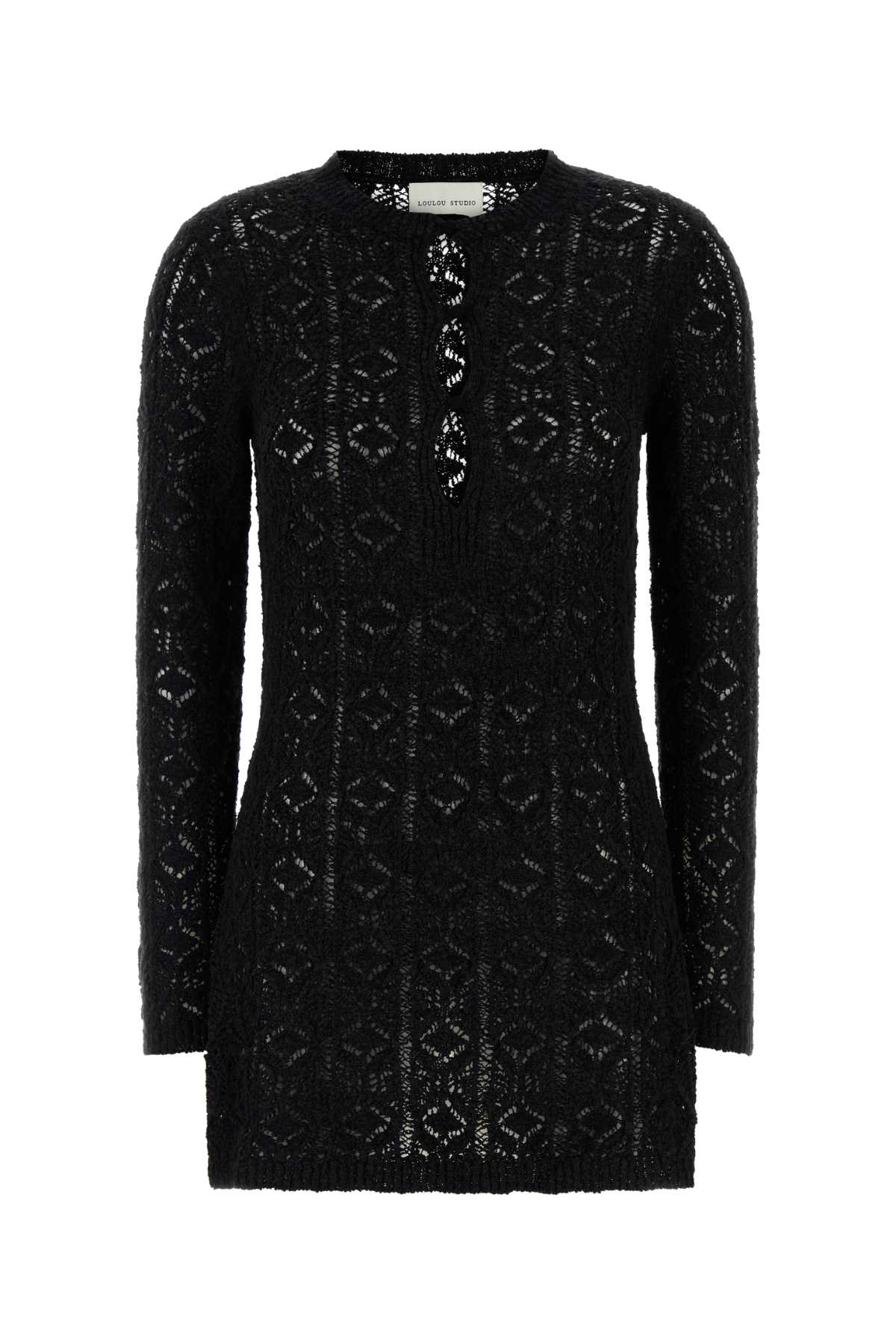 Loulou Studio Black Stretch Lace Evan Mini Dress