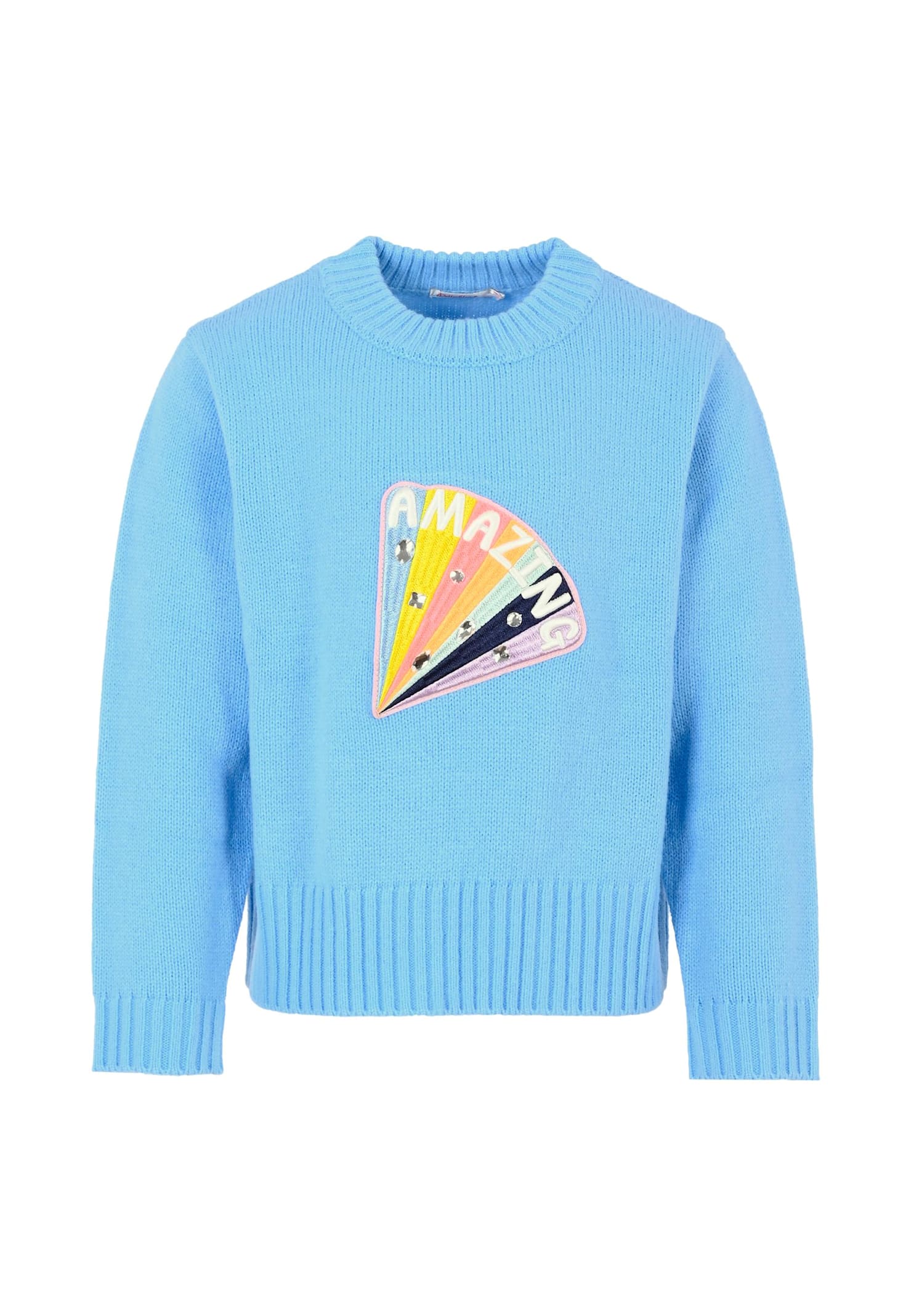 Billieblush Light Blue Sweater For Girl With Embroidery
