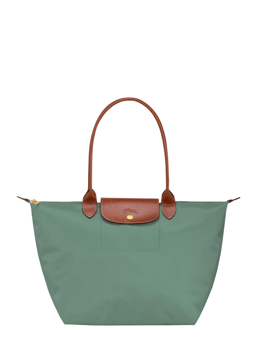 Longchamp le Pliage Original Green Shoulder Bag With Embossed Logo In Canvas Woman