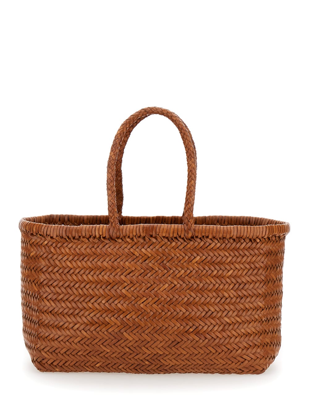 Dragon Diffusion bamboo Triple Jump Light Brown Tote Bag In Woven Leather Woman