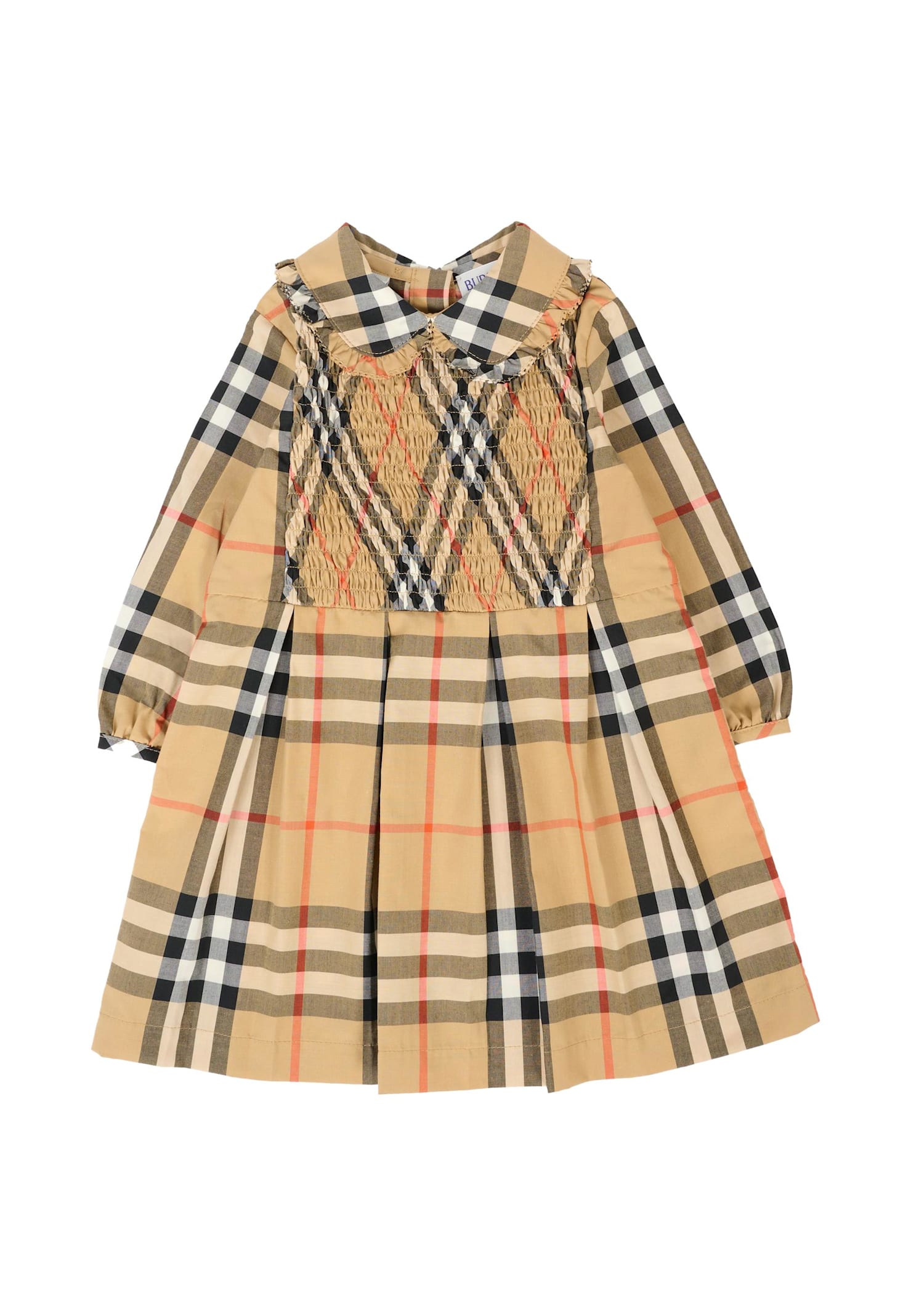 Burberry Beige Dress For Baby Girl With Vintage Check