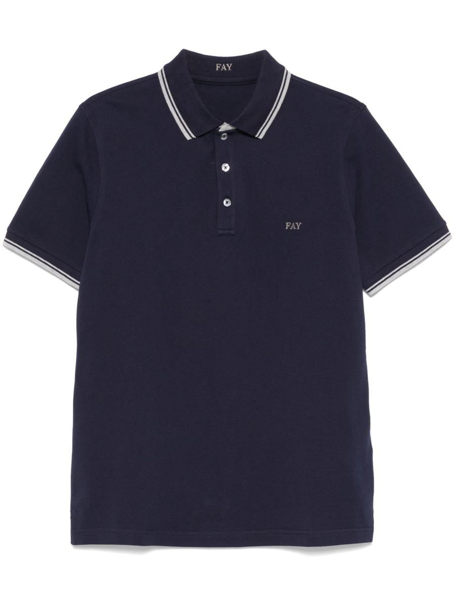 Fay 黑色Polo衫 短袖 刺绣标志款