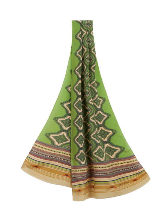 Etro, Écharpe En Soie À Motif Géométrique, Homme, Vert