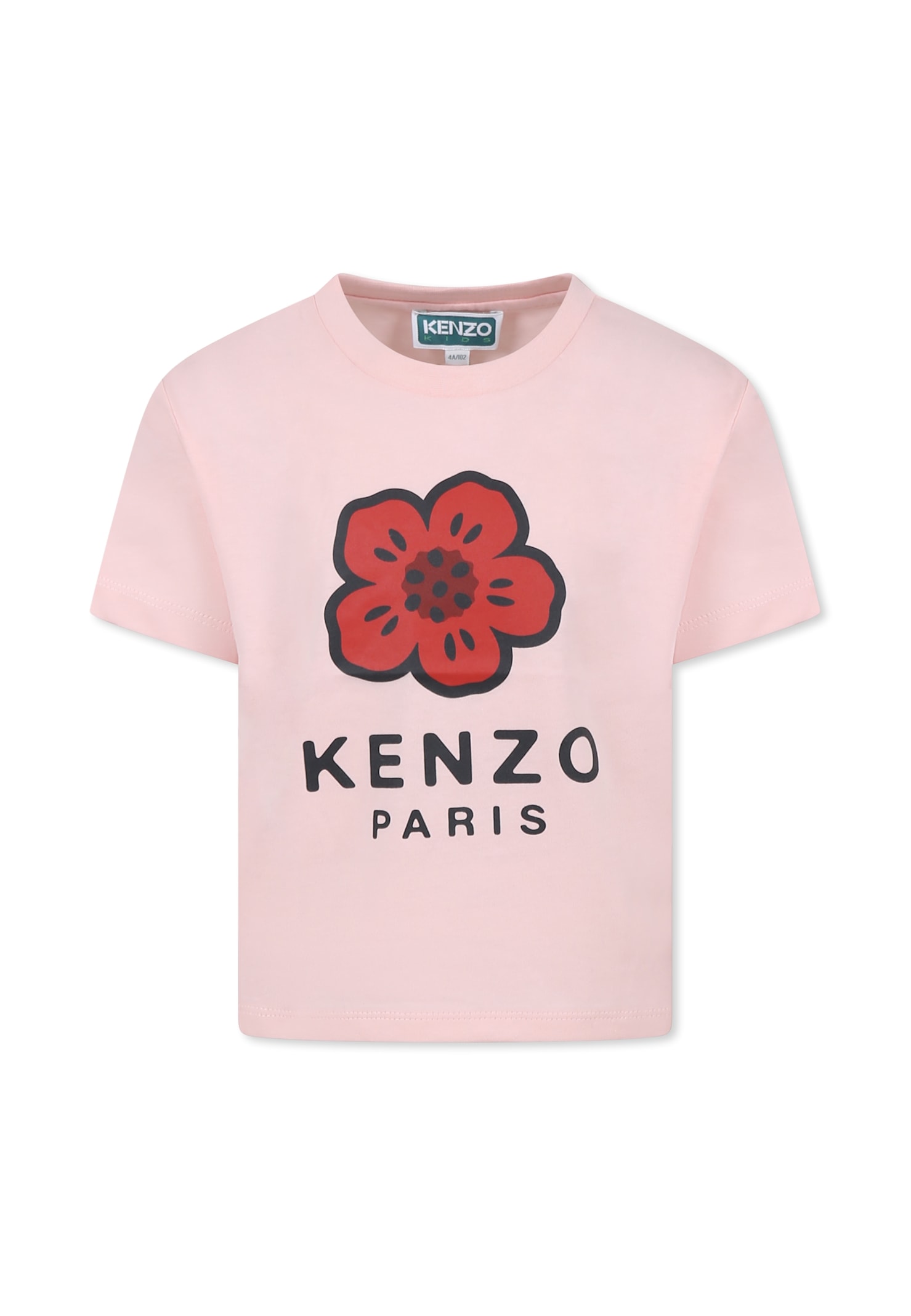 Kenzo Kids Pink T-shirt For Girl Wih Boke Flower