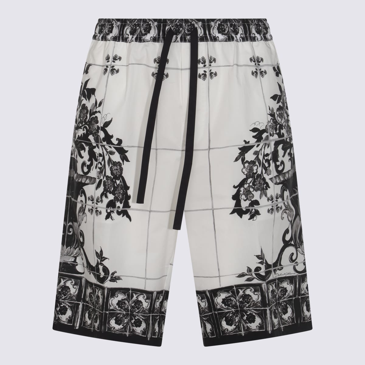 Dolce & Gabbana White And Black Cotton Shorts