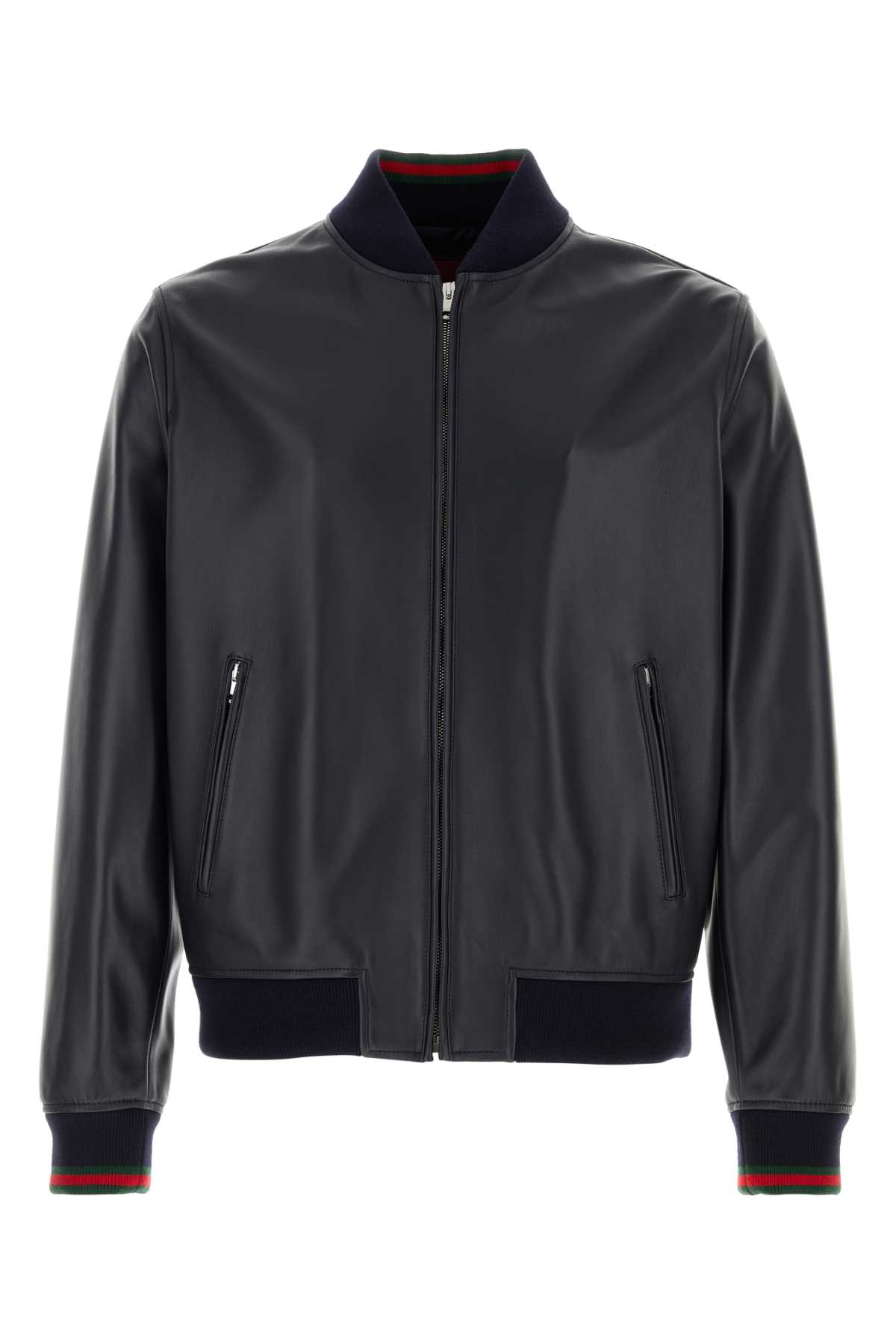 Gucci Midnight Blue Leather Bomber Jacket