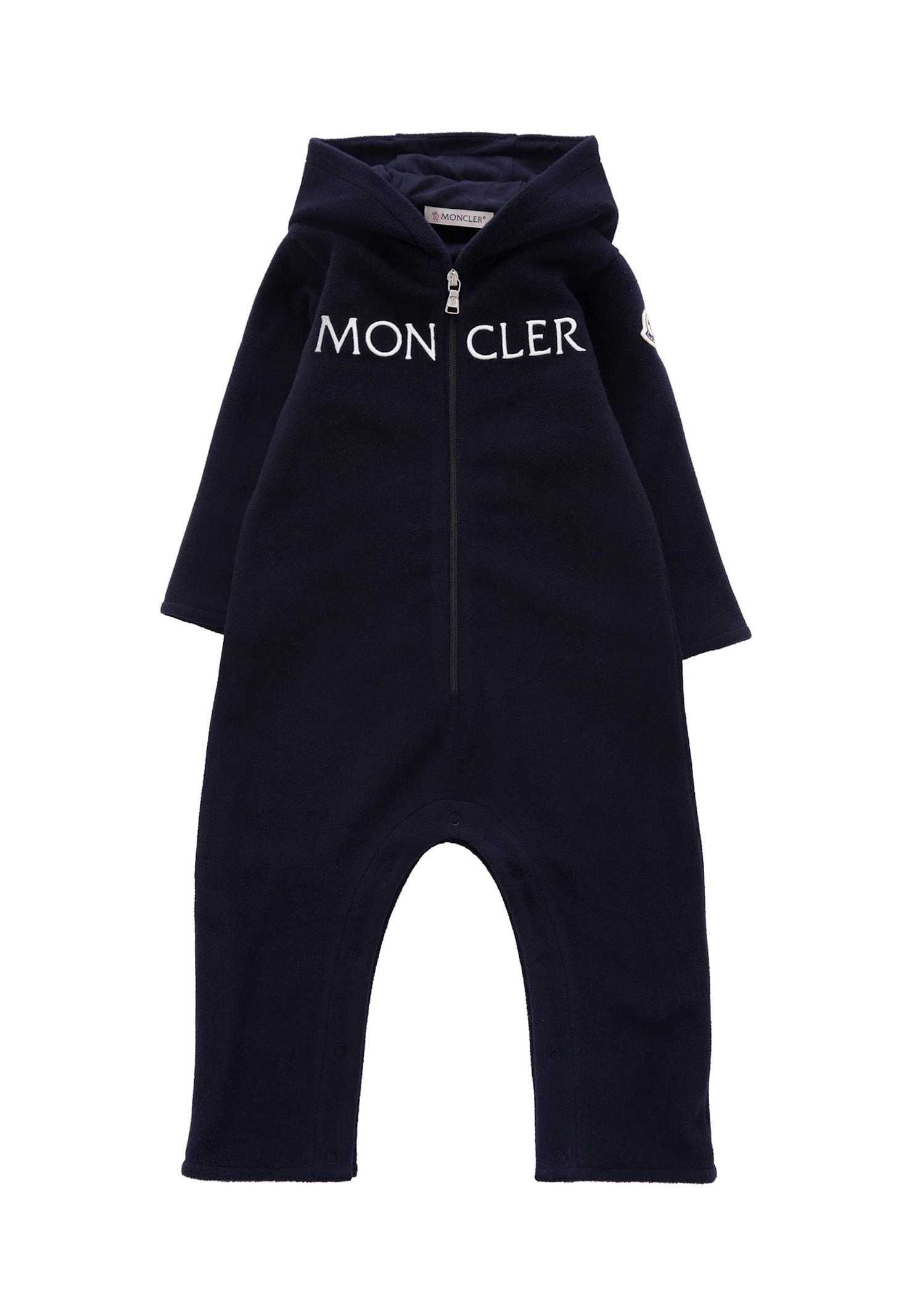 Moncler Blue Fleece Babygrow For Babykids With Logo