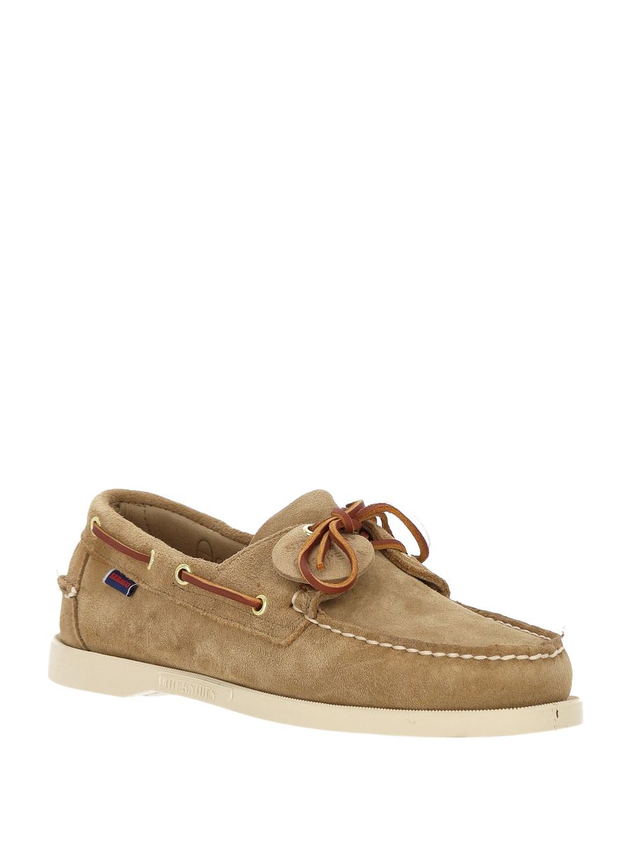 'Portland Artisan' Beige Loafers With Decorative Laces On The Sides And Contrasting Stitching In Suede Man