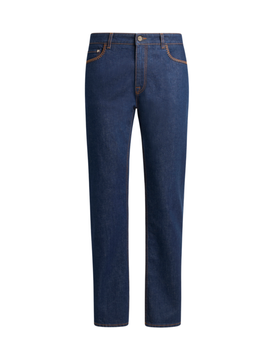 Etro, Jean Classique Avec Surpiqûres Sur Les Poches Avant, Homme, Bleu, Taille 29