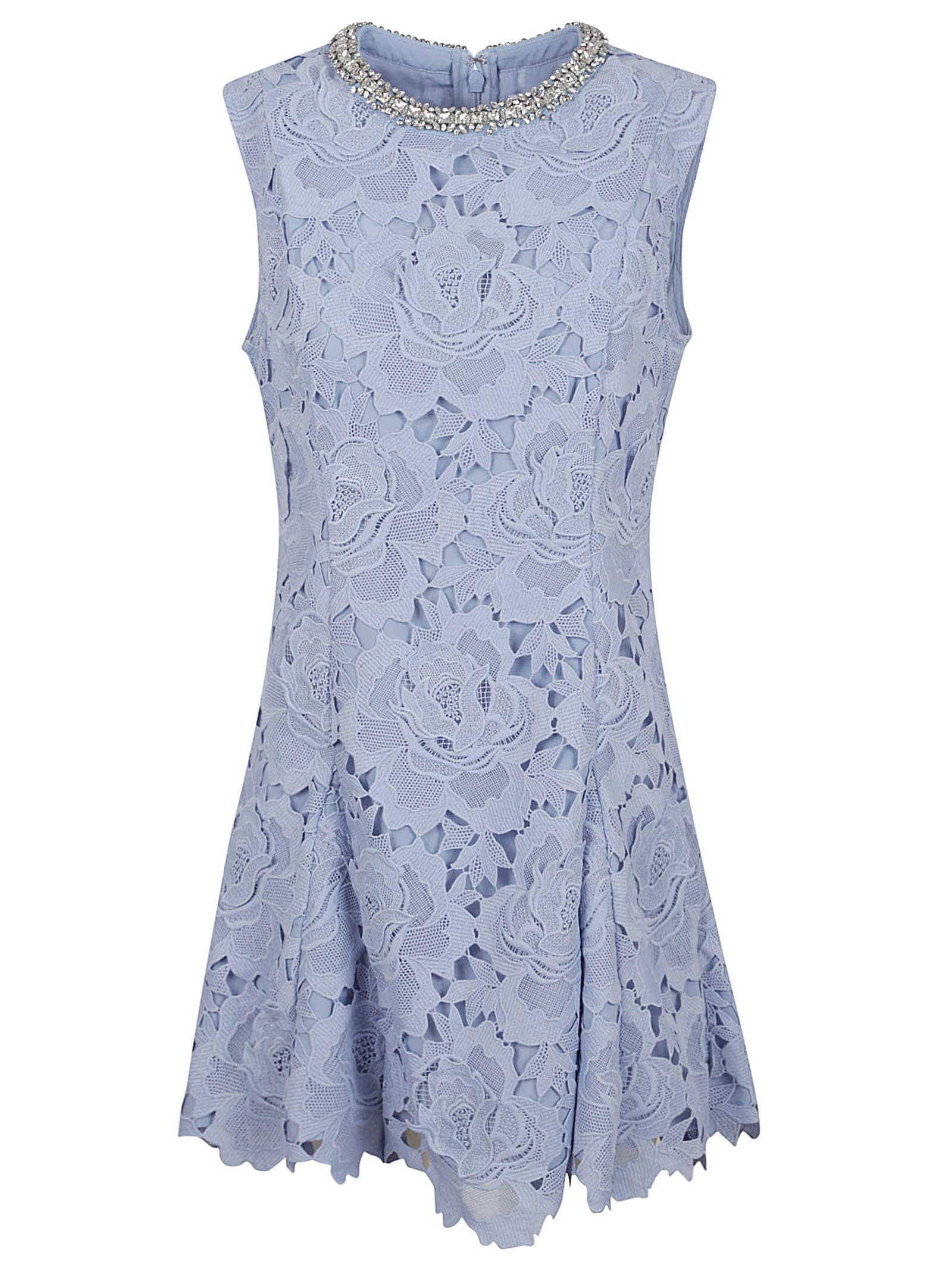 self-portrait Blue Flower Lace Mini Dress