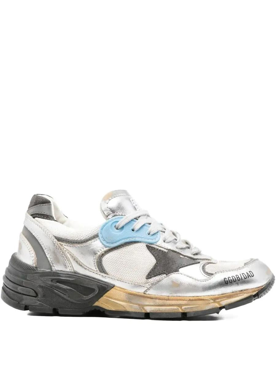 Golden Goose "Running Dad" Mesh And Laminated Leather Upper Suede Star Laminated Leather Toe And Tongue Sneakers Shoes