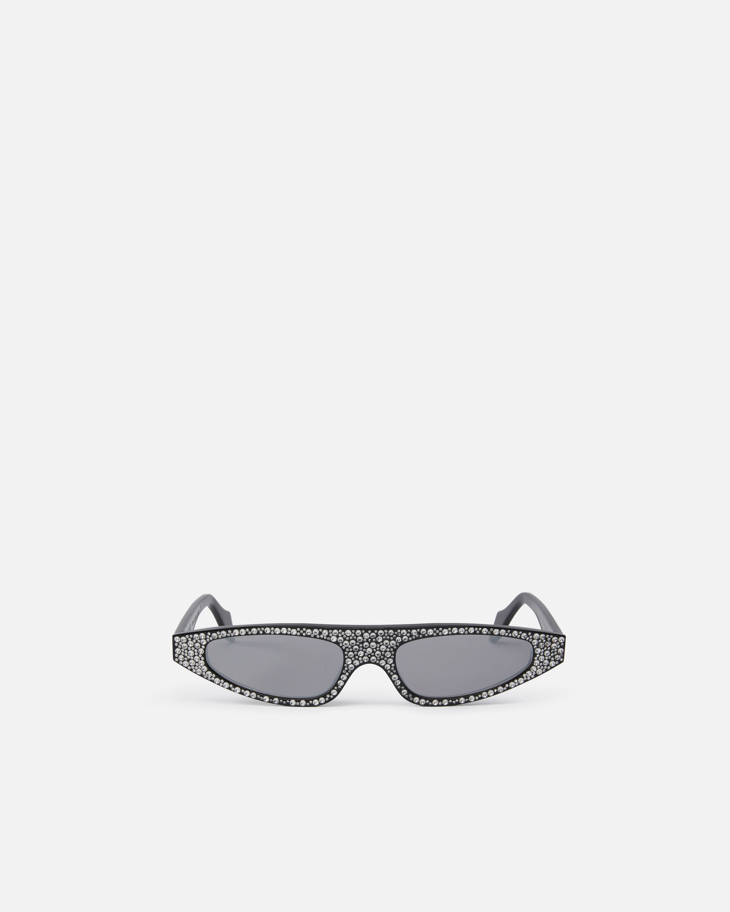 Pinko, Lunettes de soleil allongées à strass, Rhinestone crystal/black mirror, U