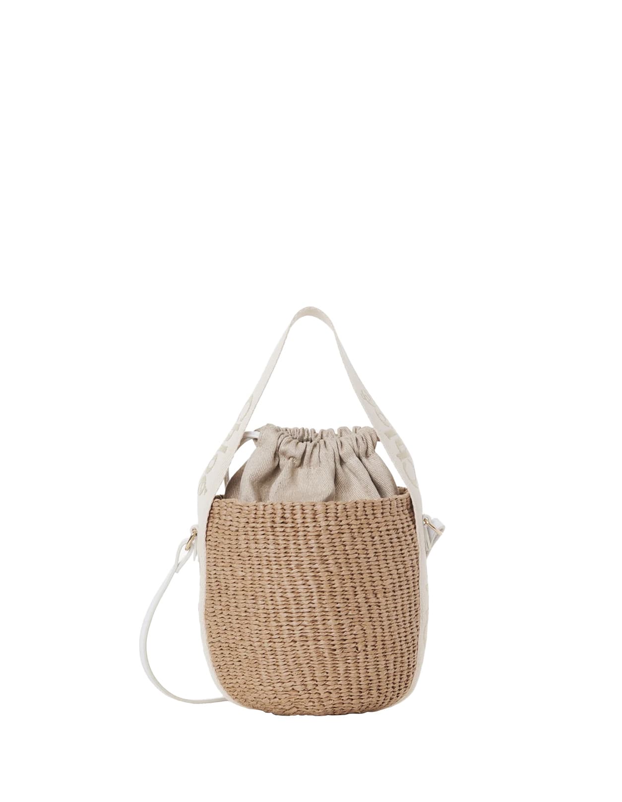 Chloé Woody Small Basket Bag In Natural Fibres