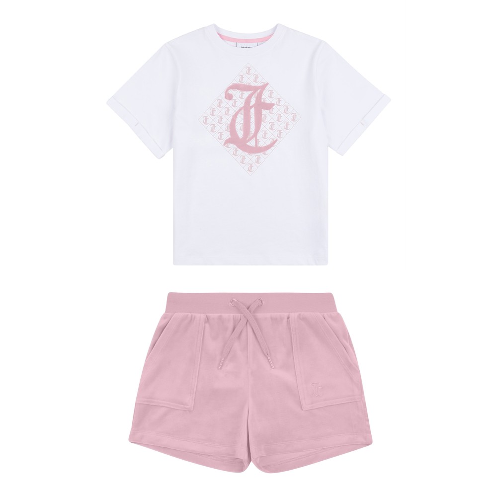 Diamond T Shirt & Velour Short Set