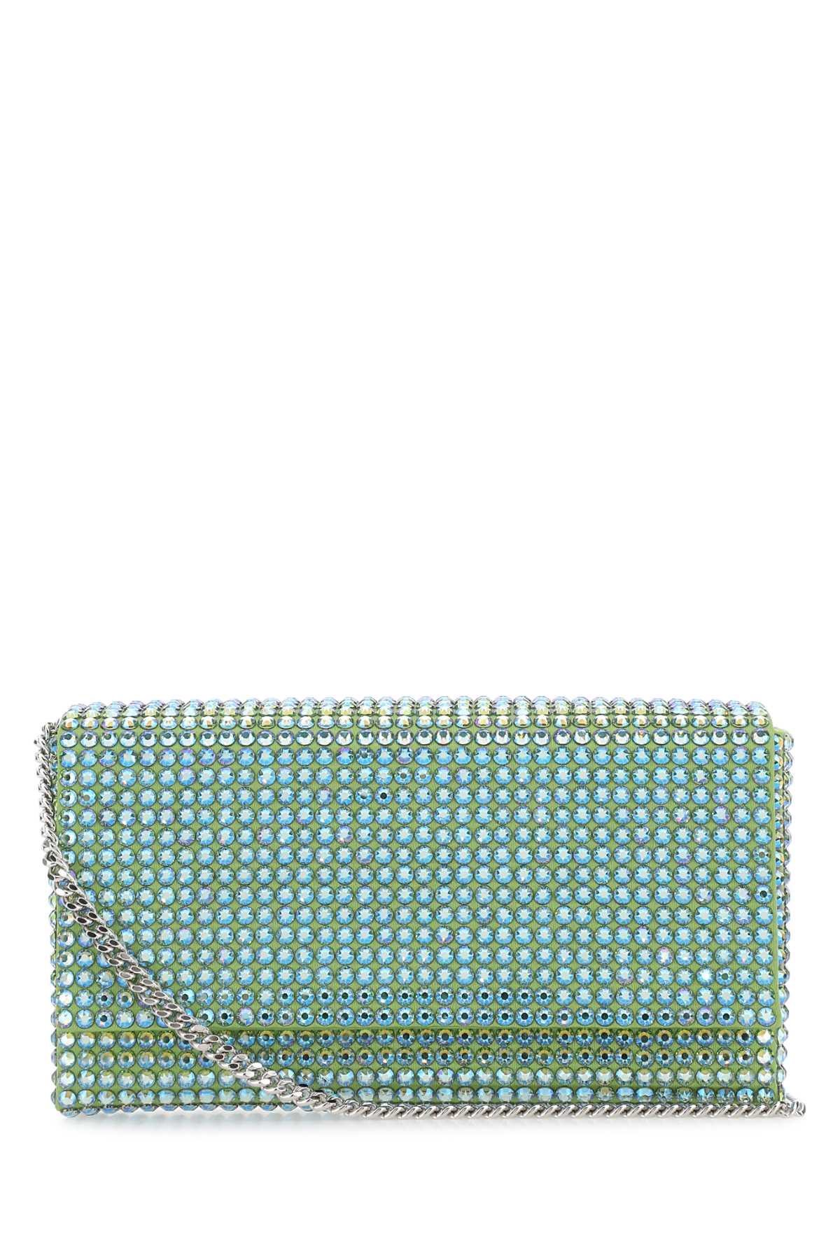 Amina Muaddi Embellished Satin Super Amini Paloma Clutch