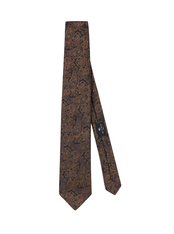 Etro, Cravate En Soie À Motif Paisley Fleuri, Homme, Marron