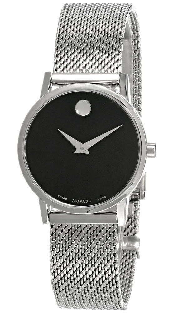 MOVADO Museum 28MM SS Classic BLK Dial Mesh Women's Watch 0607220 / 607220