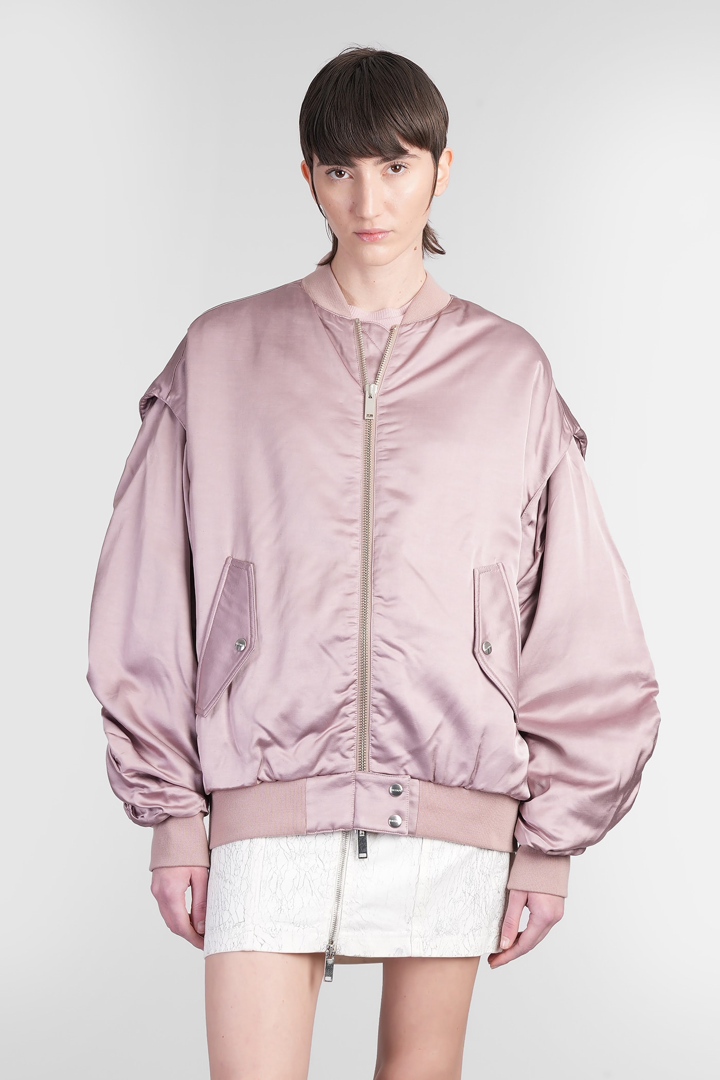 HALFBOY Bomber Jacket In Rose-pink Viscose