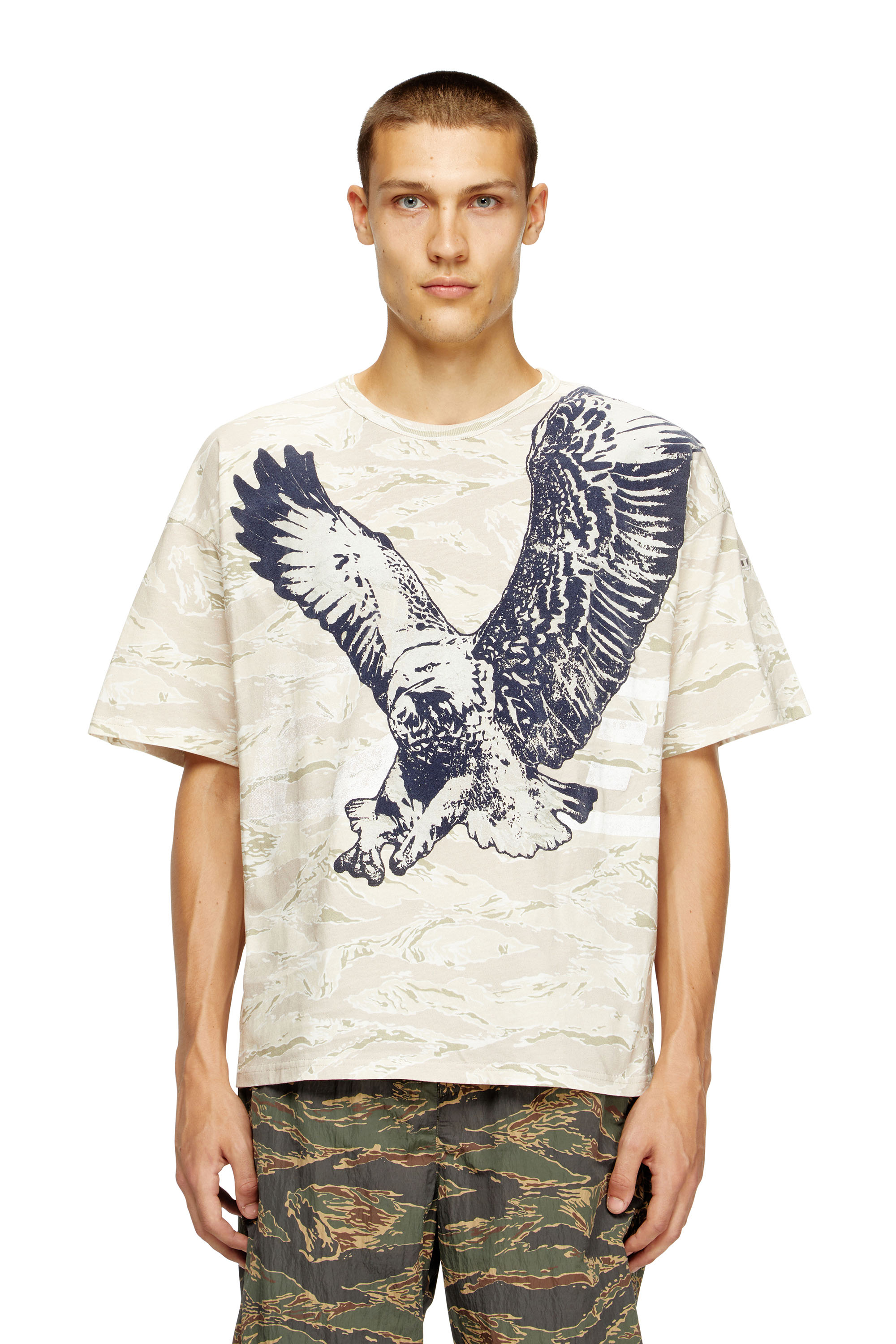 Diesel - Camo T-shirt with eagle print - T-Shirts - Man - Beige