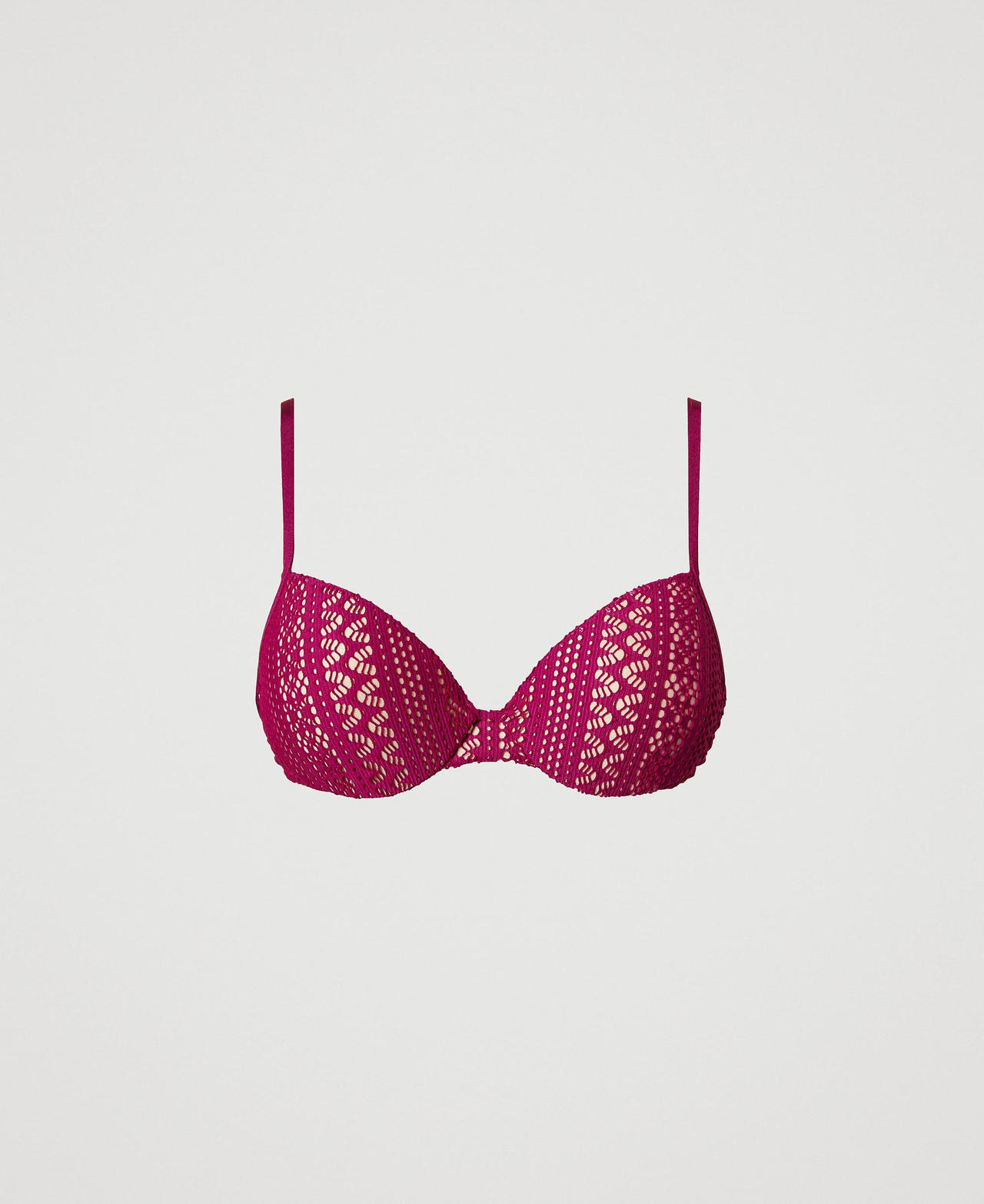 Twinset Plage - Haut de maillot de bain push-up effet dentelle, Magenta Purple, Taille: 2-C