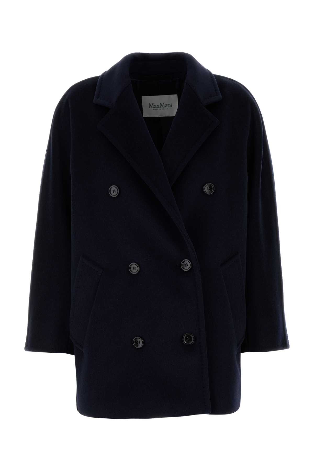 Max Mara Midnight Blue Wool Blend Rebus Coat