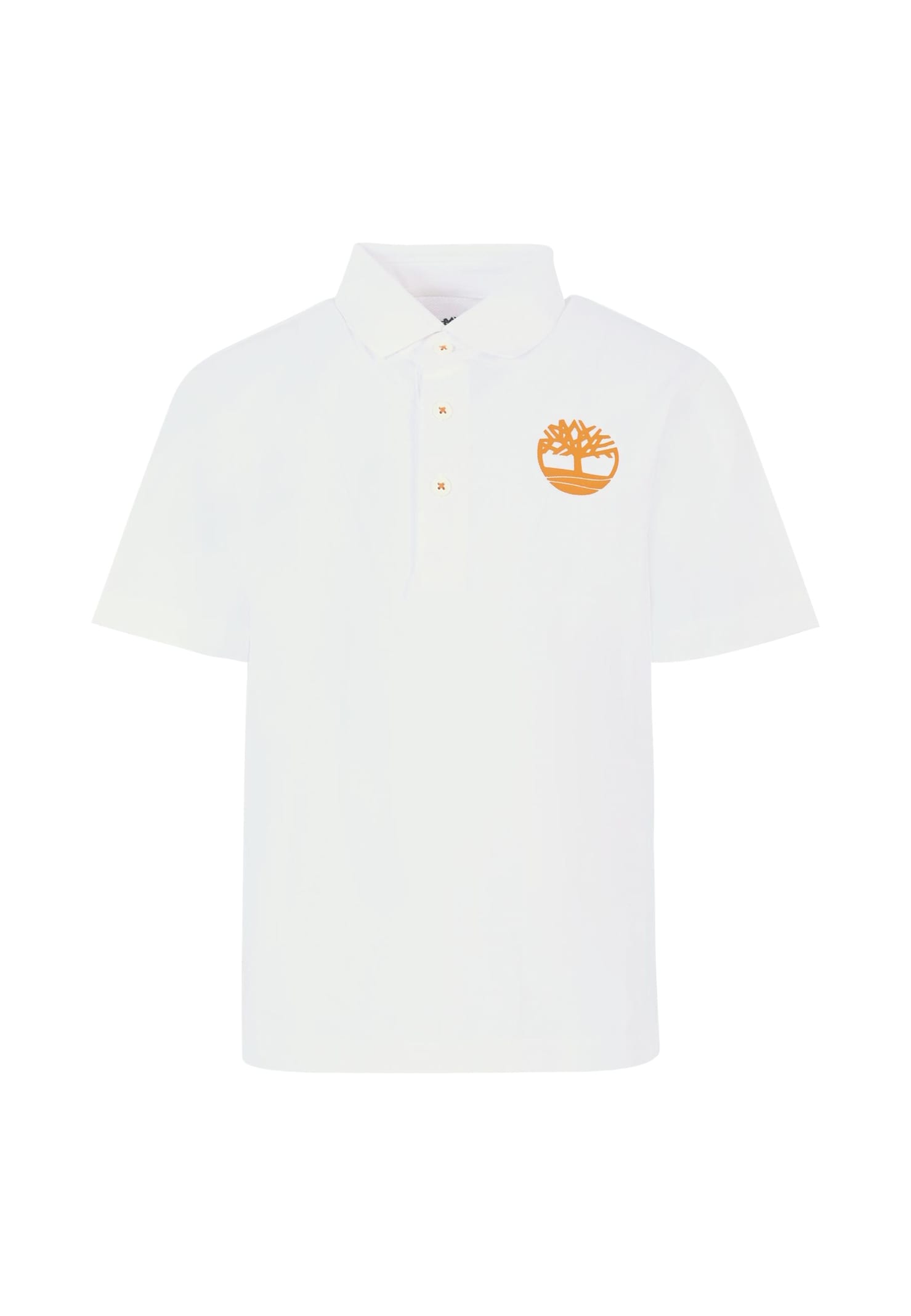 Timberland White Polo Shirt For Boy With Logo
